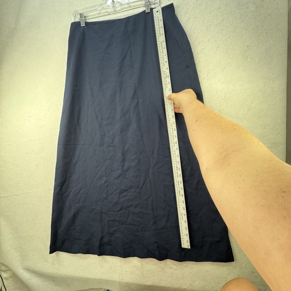 VINTAGE LRL Ralph Lauren Skirt Womens 14 Blue 100% Wool Career Made In USA USA - Picture 4 of 9